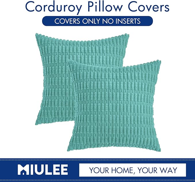MIULEE Pack of 2 Corduroy Decorative Throw Pillow Covers 18x18 Inch Soft Boho - Image 6