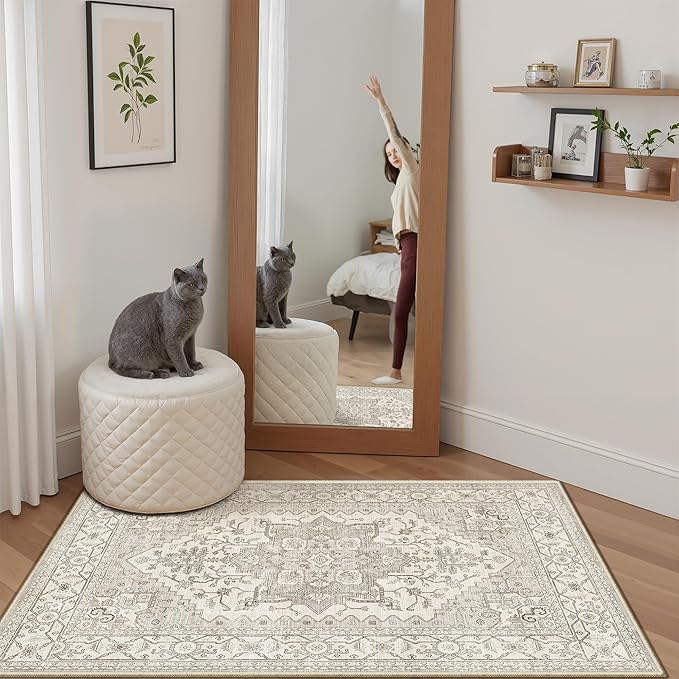 Madane Washable Area Rug 2x3, Small Entryway Rug Non-Slip Vintage Door Mat - Image 8