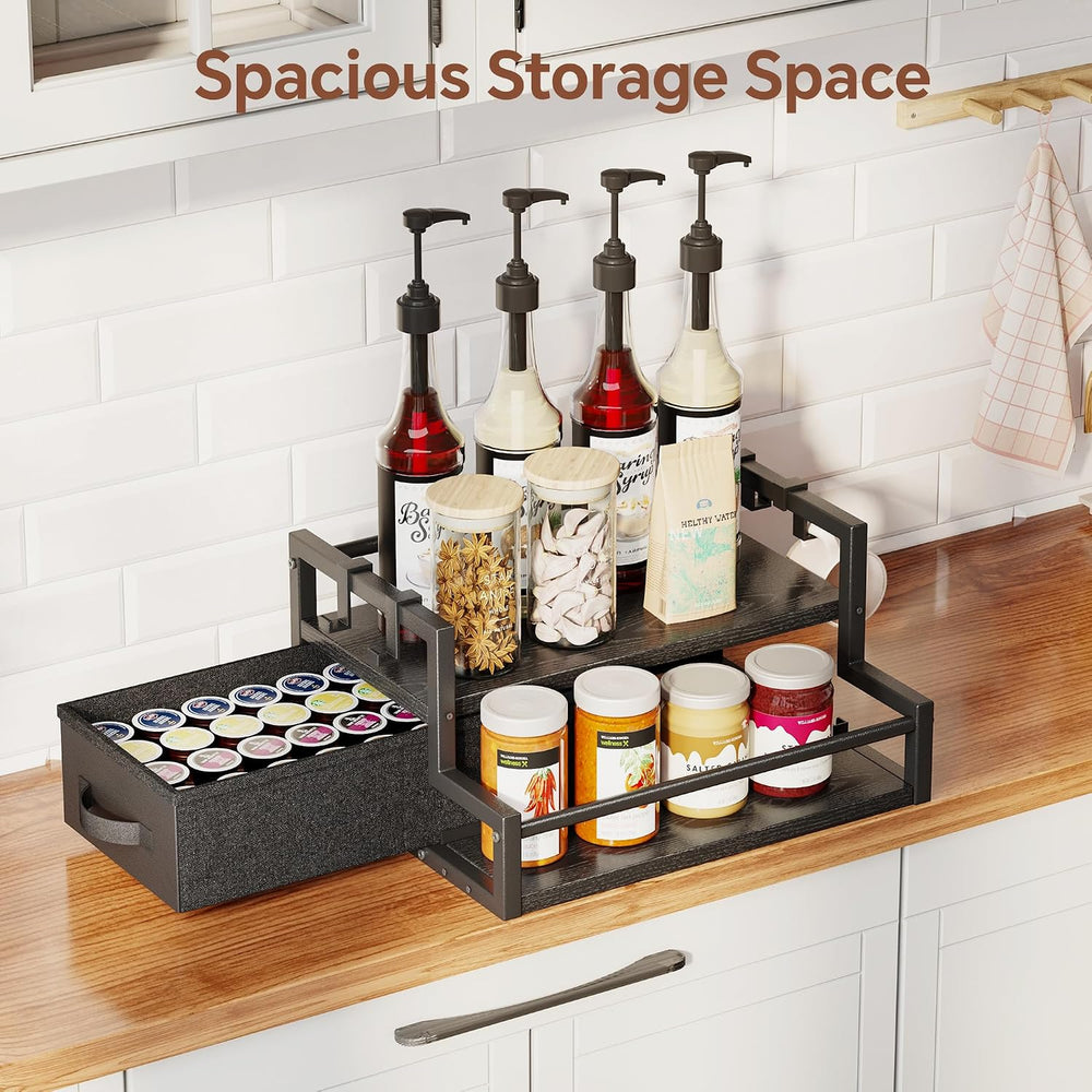 Homeiju Coffee Syrup Organizer Rack, 2-Tier Bottle Coffee Bar Accessories | H...
