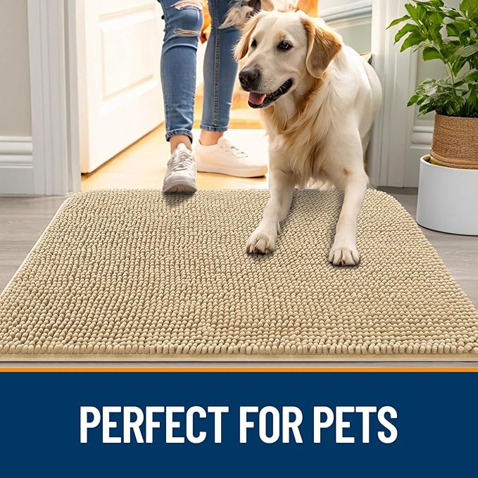 OLANLY Dog Door Mat for Muddy Paws 54x24, Absorbs Moisture and Dirt, Absorbent - Image 6