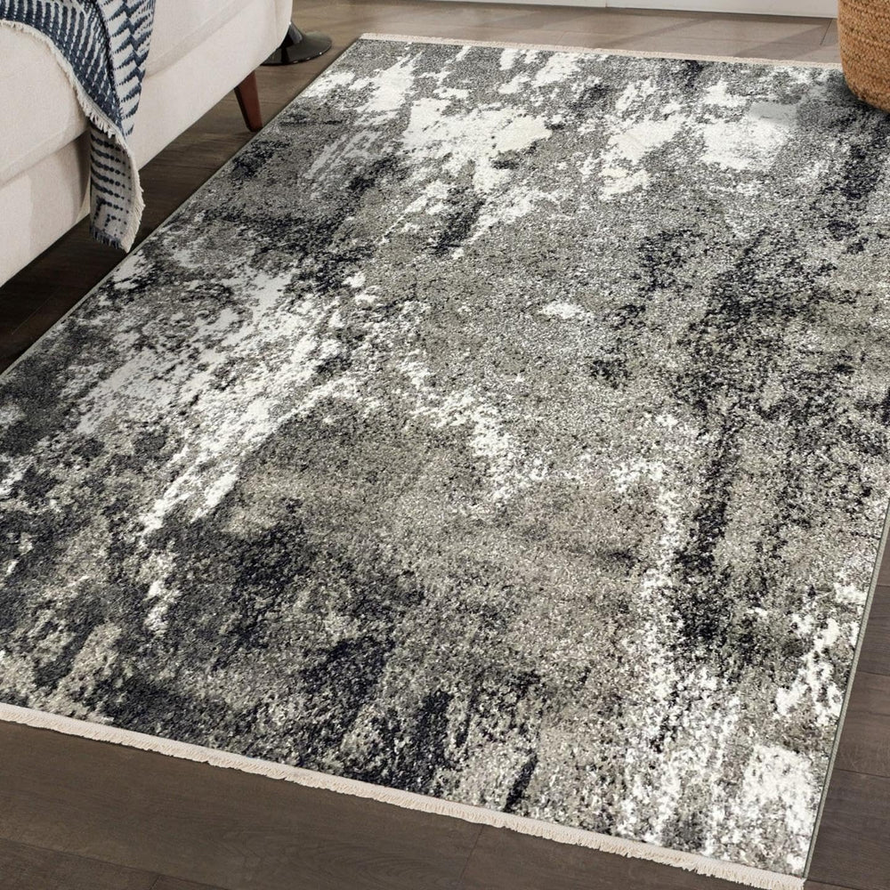 LUXE WEAVERS Abstract Fringed Area Rug Gray 5x7