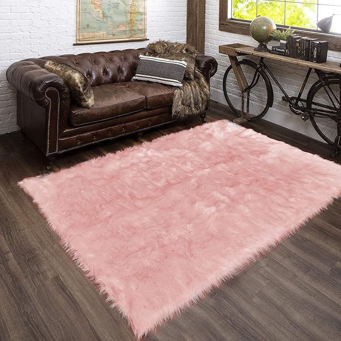 Latepis 3x4 Area Rug, Faux Fur Sheepskin Rug - Image 7