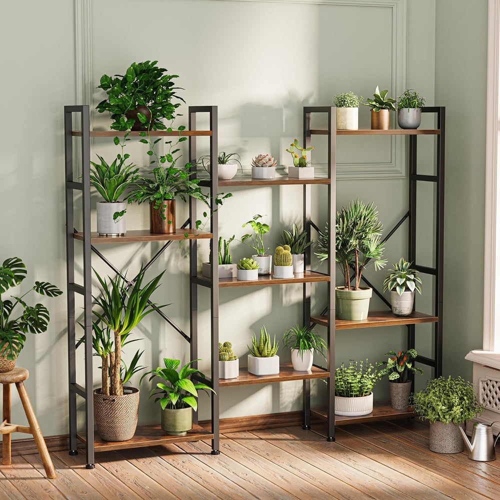 SUPERJARE Triple Bookshelf, Bookcase with 11 Open Display Shelves, Wide Book ...
