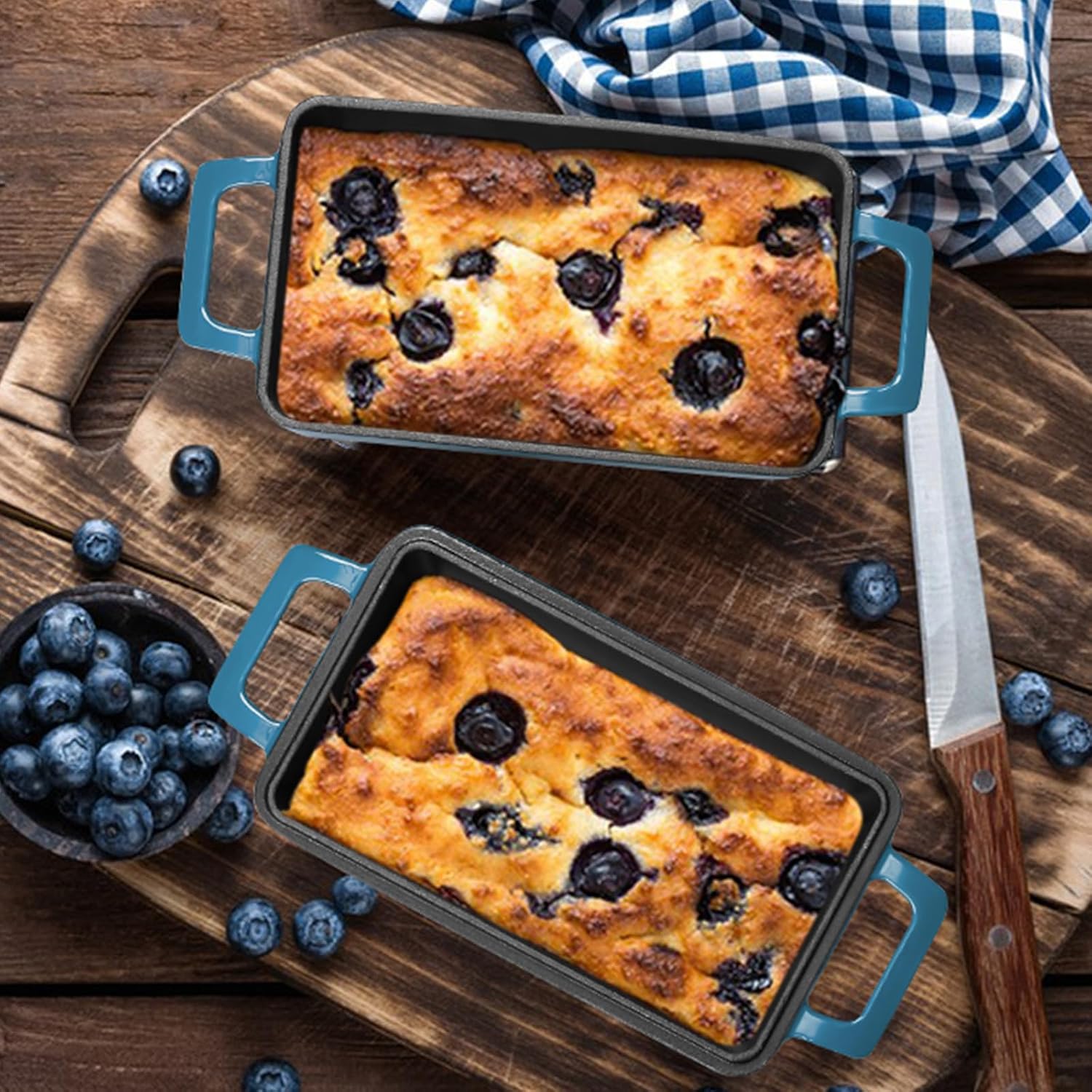 Leonyo Enamel Cast Iron Bread Pan, 9"x5" Loaf Pan with Lid, Blackish Green | 2-in-1 Dutch Oven for Pound Cake, Lasagna, Oven Safe & Heat Up to 500℉