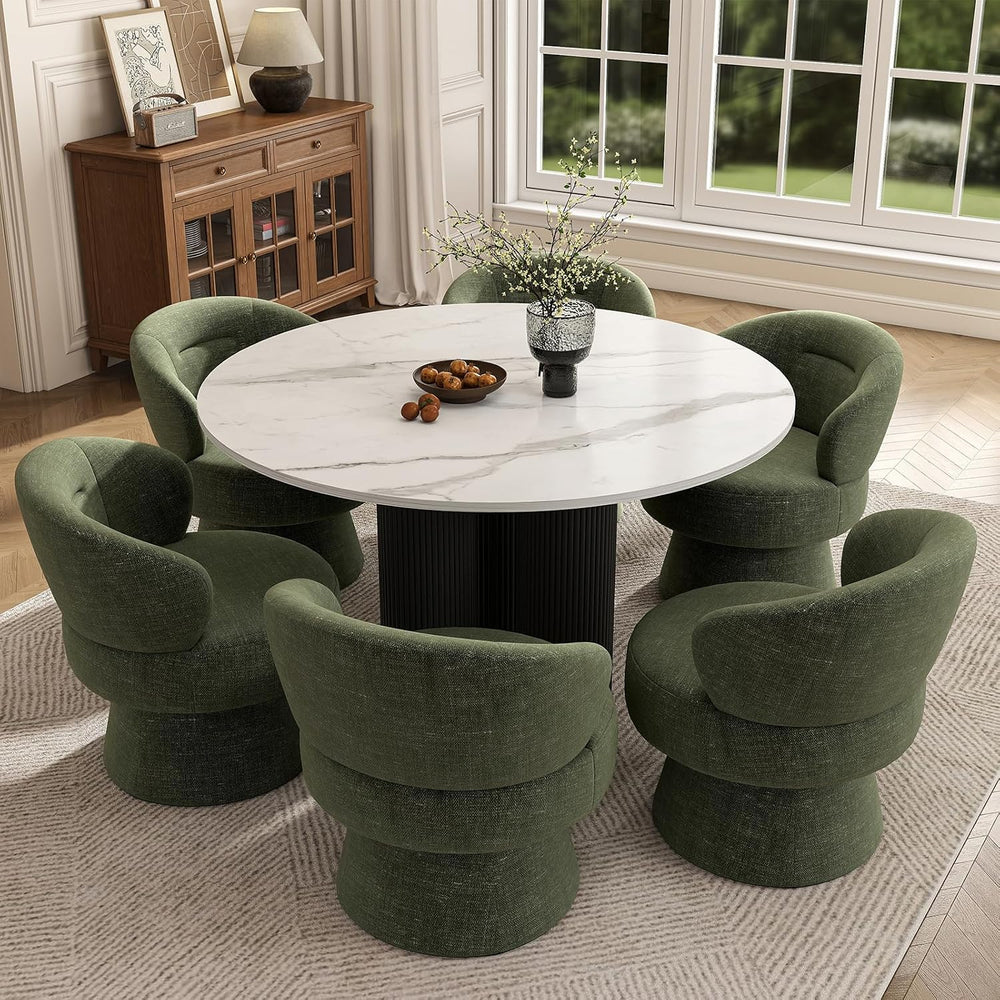 360° Swivel Accent Chair, Modern Chenille Barrel Chairs with Curved Back, Uph...