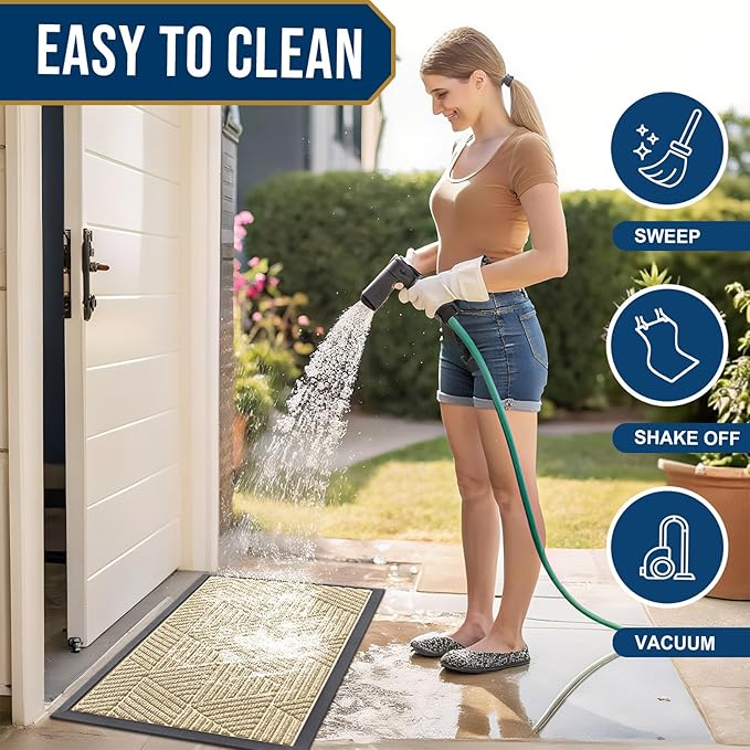 Smiry Front Door Mat Outside Entrance, Heavy Duty Sturdy Natural Rubber Doormat - Image 6