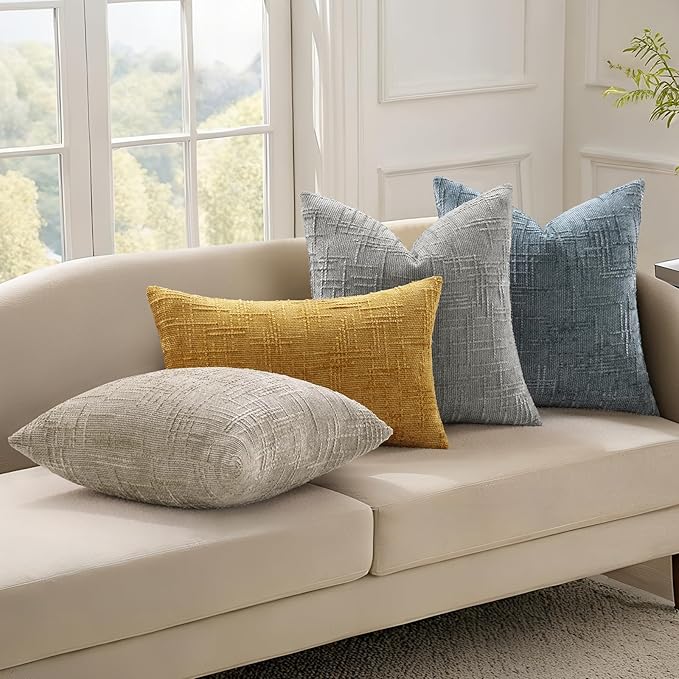 decorUhome Light Brown Chenille Throw Pillow Covers 16x16 Set of 2 Textured - Image 6