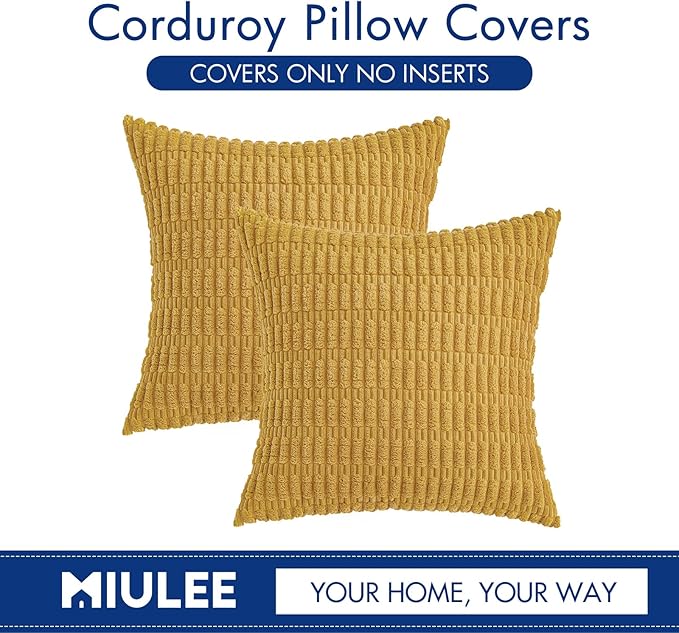 MIULEE Pack of 2 Corduroy Decorative Throw Pillow Covers 20x20 Inch Soft Boho - Image 6