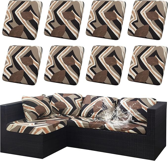 8Pcs Outdoor Cushion Covers, Patio Cushion Covers, Stretch Elastic Slipcovers by dreahoteztil