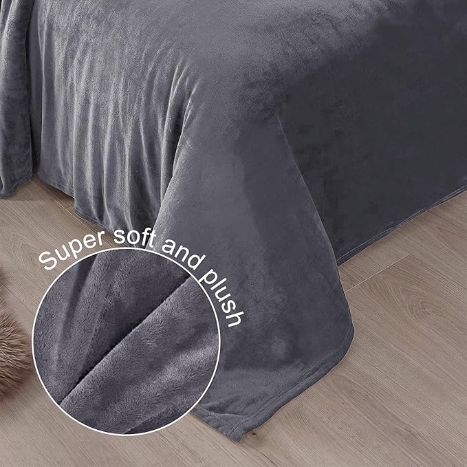 Exclusivo Mezcla Fleece Dark Grey Throw Blanket - Image 5