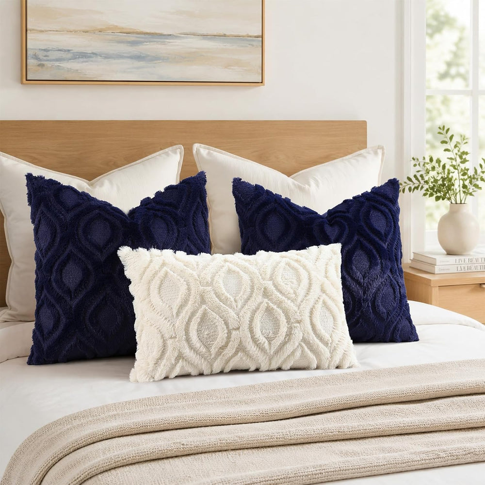 decorUhome Christmas Soft Navy Blue Throw Pillow Covers 26x26 Set of 2