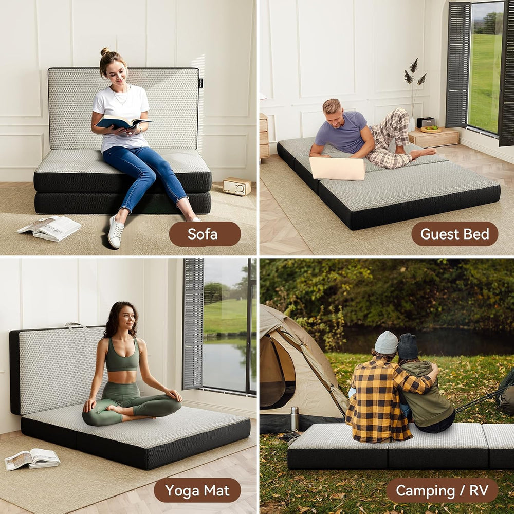 ROXGOX Memory Foam Trifold Mattress, Foldable Mattress Queen 6 Inch, Portable...