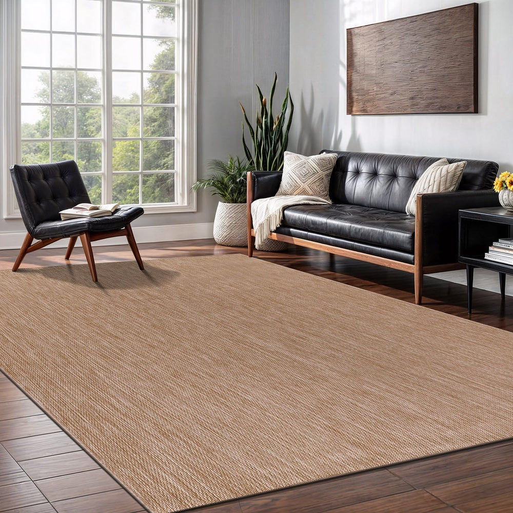 Washable Indoor Outdoor Rug 6x9 Weather Resistant Area Rugs Modern Solid Jute...