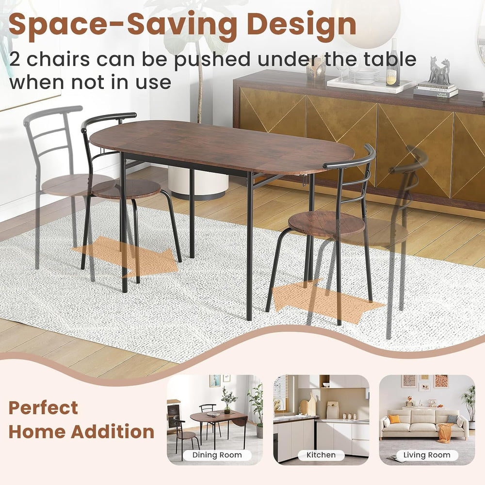 Giantex 3-Piece Dining Table Set for 2, 55-inches Drop Leaf Kitchen Table wit...