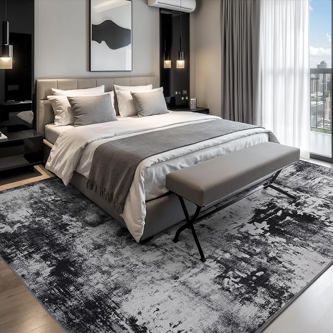 Rugflix 8x10 Area Rugs for Living Room, Big Washable Dark Carpet Non-Slip for - Image 2