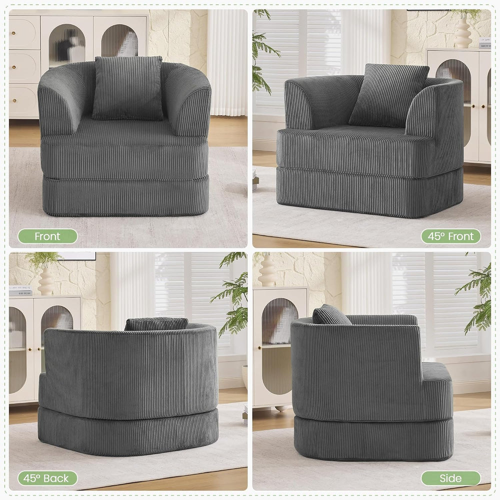 HUBSON 2-in-1 Folding Sofa Bed, Corduroy Convertible Single Sleeper Chair Bed...
