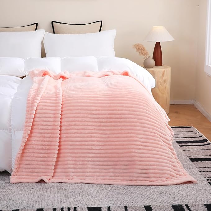 Light Pink Fleece Throw Blanket 60”×80” - Image 3