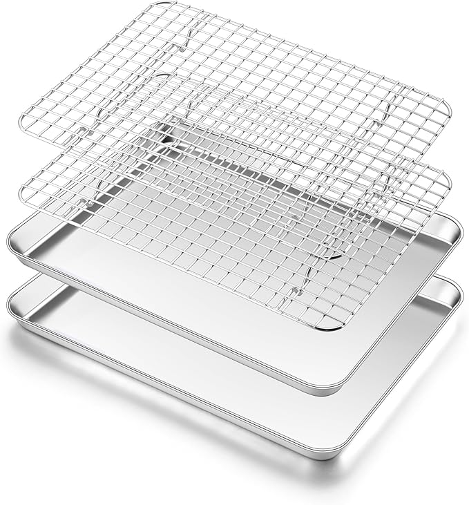 Homikit Cookie Sheet with Rack, 10 x 8 Inch Stainless Steel Cookie Sheets with by Homikit