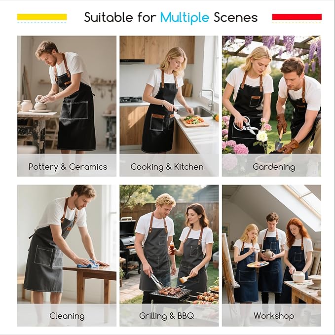 MEEDEN Painting Apron for Men Women: Adjustable Cross Back Waterproof Polyester - Image 7