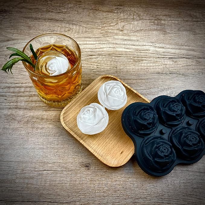 CAMKYDE Rose Ice Cube Tray 2 Inch, 6 Cavity Silicone Rose Ice Cube Mold - Image 5