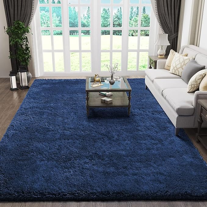 Ophanie 6x9 Blue Rugs for Living Room, Large Fluffy Shag Fuzzy Plush Soft Area - Image 5