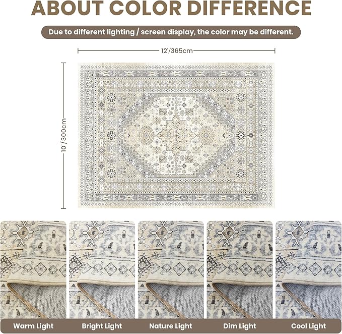 zesthome 10x12 Area Rugs, Stain Resistant Washable Rug, Ultra-Thin Rugs - Image 2