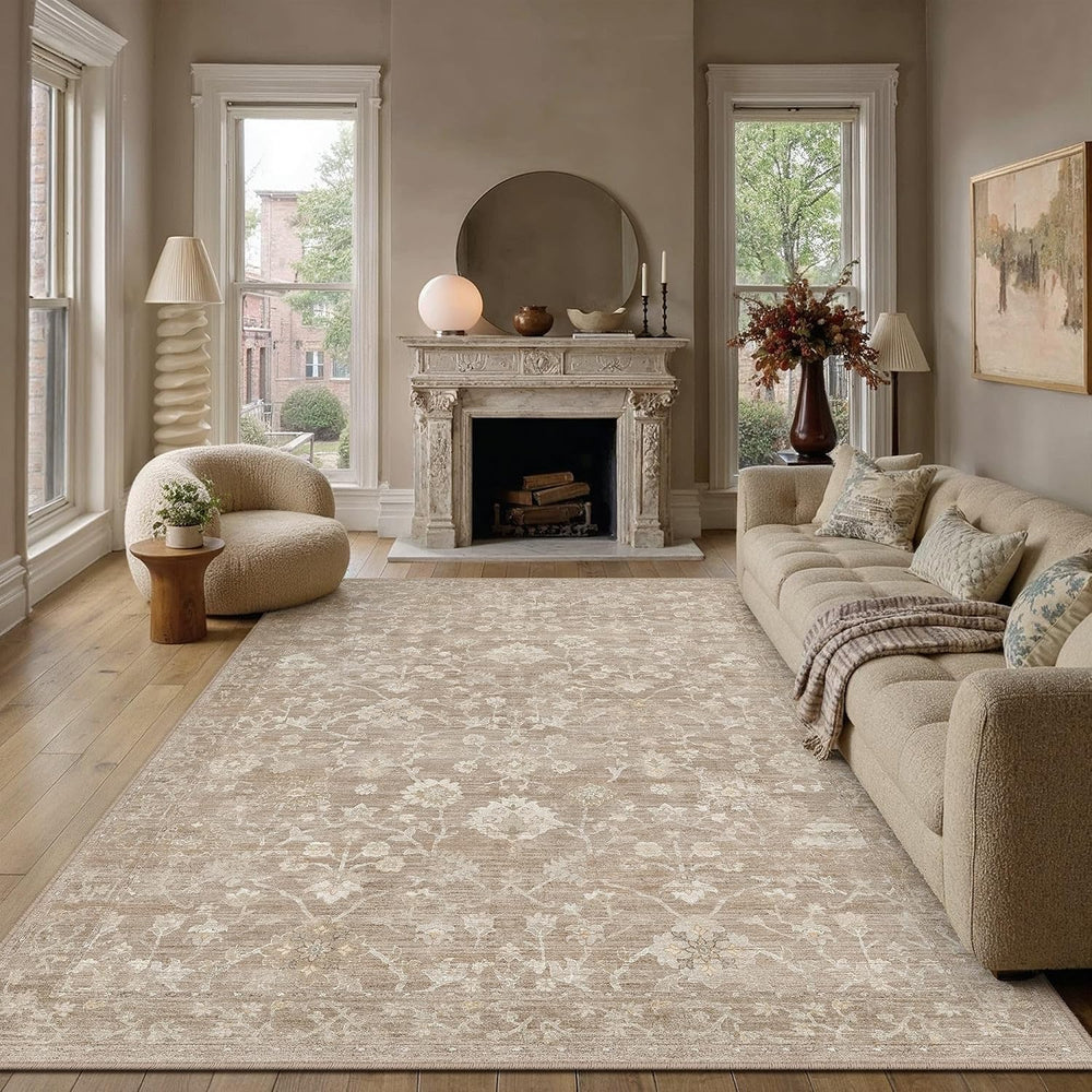 HUGEAR 8x10 Beige Neutral Area Rugs Washable Rug Carpet