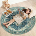 Area Rugs 4ft Washable Non-Slip, Floral Vintage Distress Print Pattern by RELEANY
