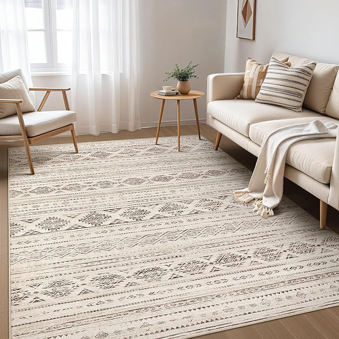 Nakagishi 6x9 Area Rugs Living Room: Washable Boho Large Neutral Soft Farmhouse - Image 2