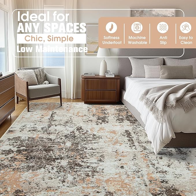 10x14 Area Rugs for Living Room Rug Washable: Abstract Large Rug Indoor Modern - Image 2