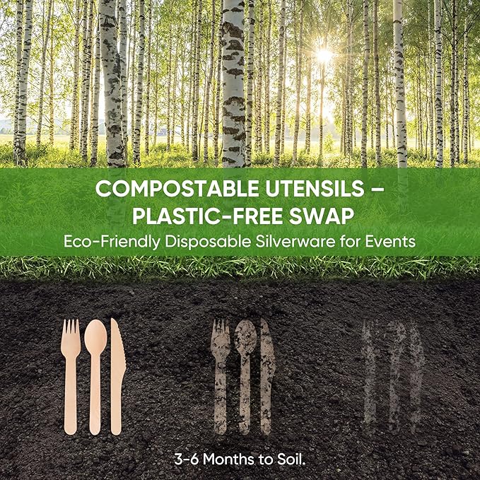 Disposable Wooden Utensils Set, Compostable Utensils, Disposable Cutlery - Image 7