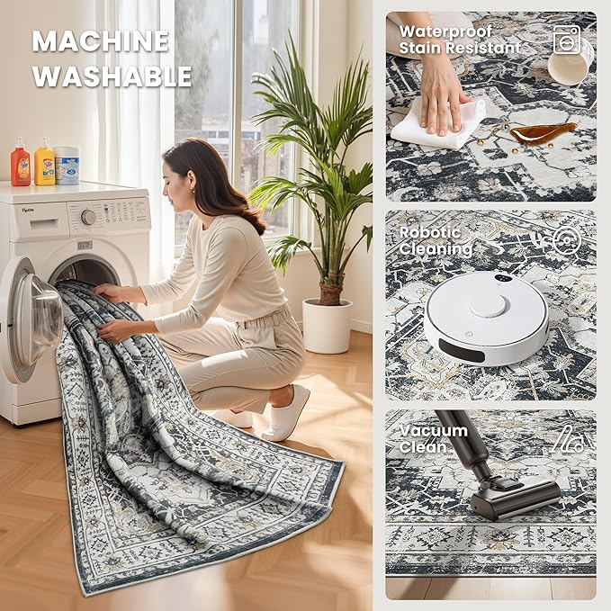 zesthome Area Rug 8x10, Ultra-Thin Washable Rugs - Image 5