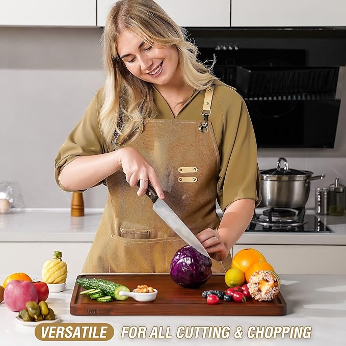 AZRHOM Walnut Wood Cutting Board, 18x12in Large Wooden Chopping Boards - Image 3