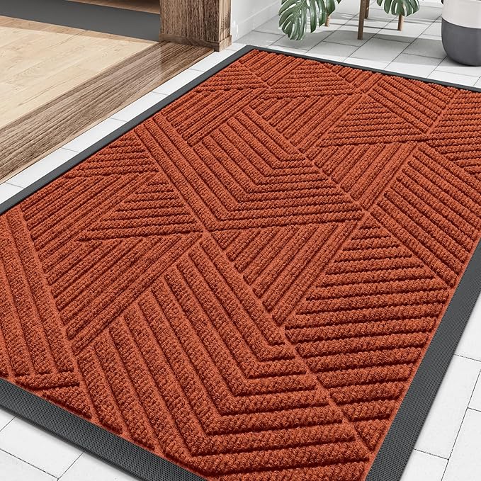 Smiry Front Door Mat Outside Entrance, Heavy Duty Sturdy Natural Rubber Doormat by Smiry