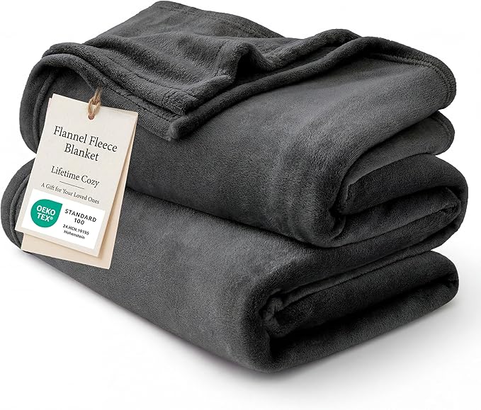 Bedsure GentleSoft Fleece Blanket California King Size Charcoal by BEDSURE