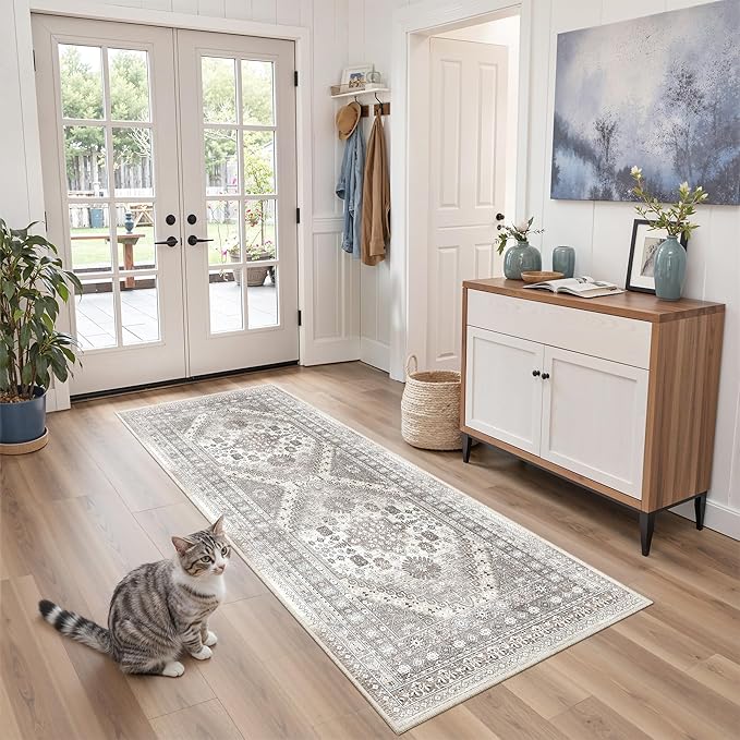 zesthome 2x6 Runner Rug for Hallways, Machine Washable Rug, Non Slip Vintage - Image 3