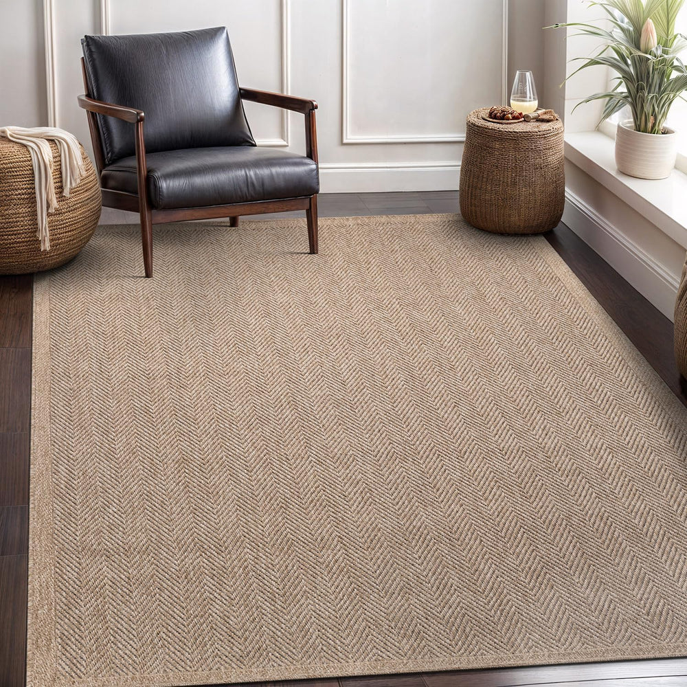CAMILSON Easy Jute Rug 5x7, Indoor Outdoor Natural Color Fiber Area Rugs for ...