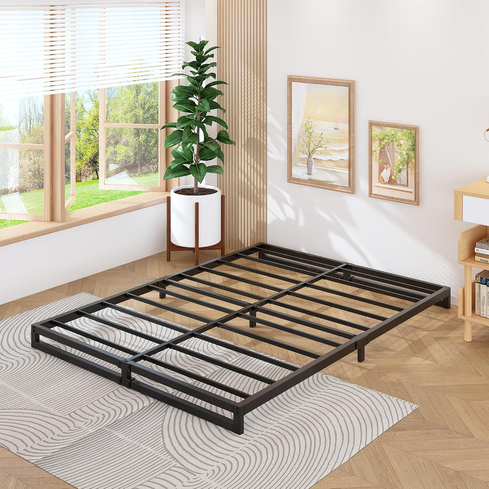 Lutown-Teen 6 Inch King Size Bed Frame with Heavy Duty Steel Slat Support