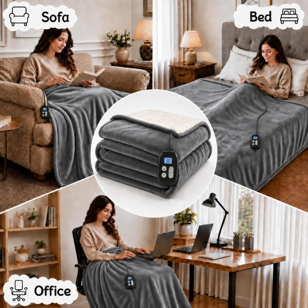 Soypipo Electric Heated Blanket King 90"x100" - Light Gray, ETL Cer...
