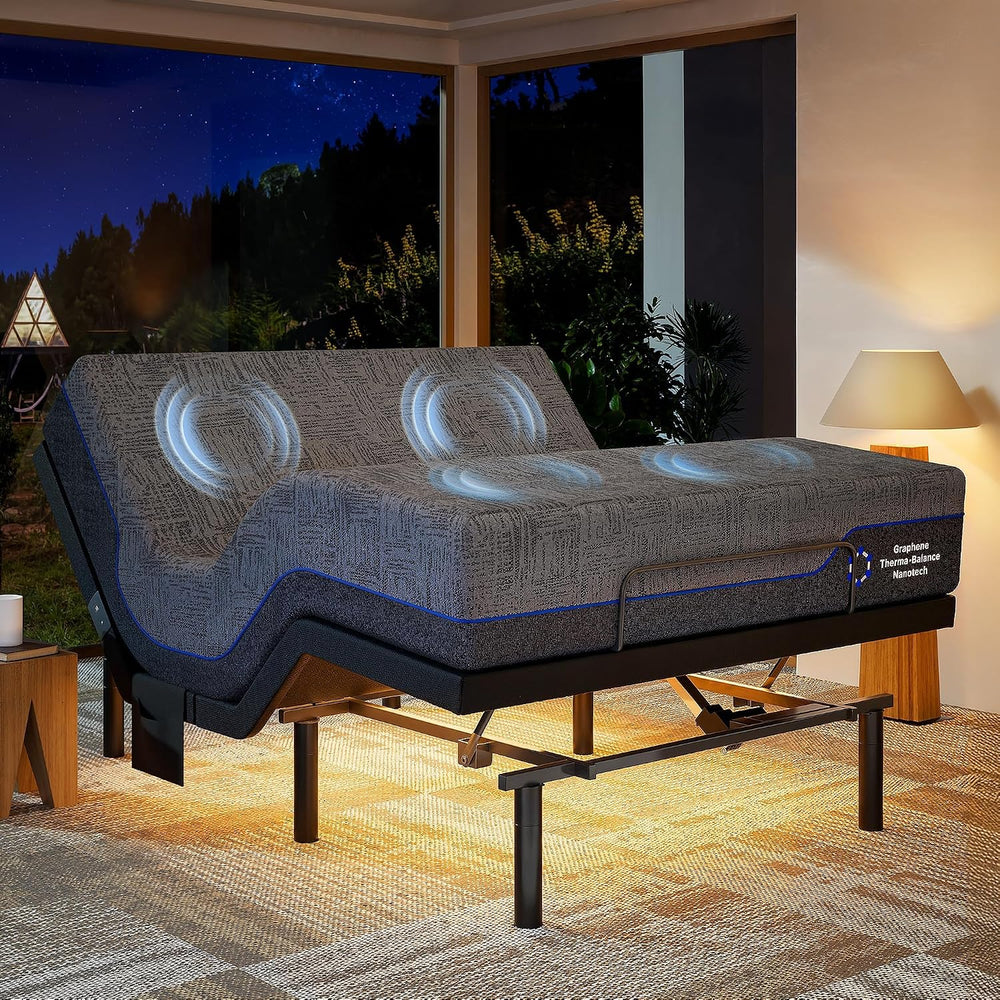 Marsail NS1 Queen Adjustable Bed Base with Massage- Smart Dual Motor Bed Fram...