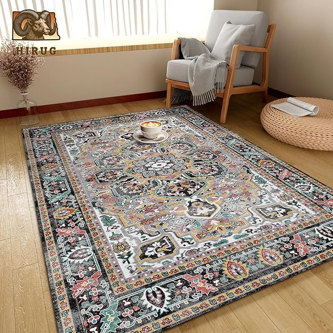 Washable Area Rug 3' x 5 ' Vintage Traditional Persian Mat - Image 4