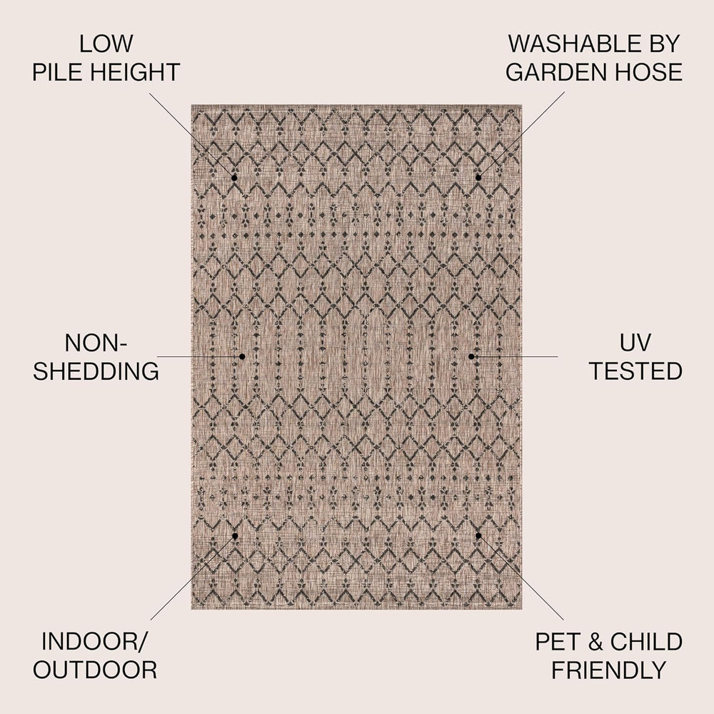 JONATHAN Y Moroccan Geometric Indoor Outdoor Area Rug 8X10 Natural/Black, Our...