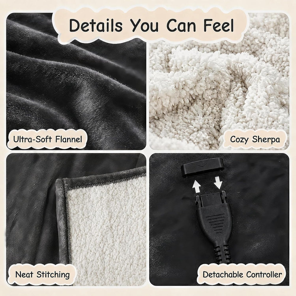 Soypipo Electric Heated Blanket King 90"x100" - Dark Gray, ETL Cert...