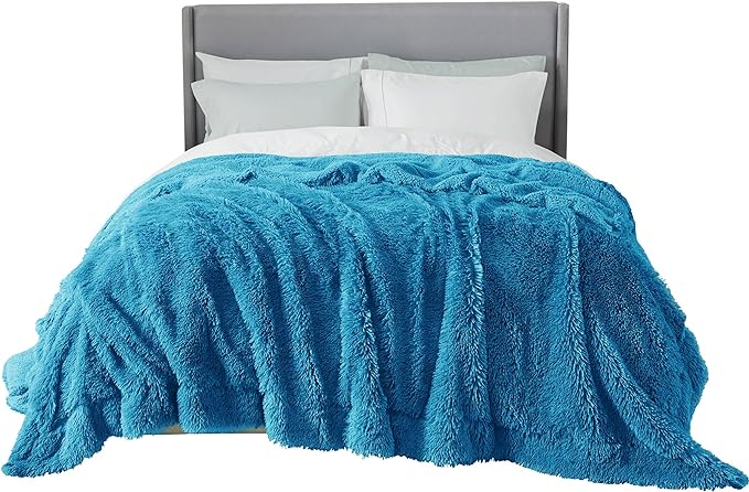 Bedsure GentleSoft Fluffy Bright Blue King Size Blanket by BEDSURE