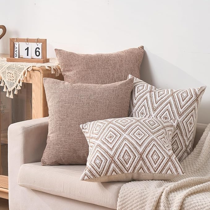 HPUK Decorative Throw Pillow Covers Set of 4 Couch Pillows Linen Cushion Cover - Image 5