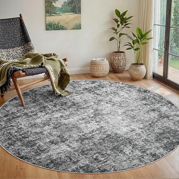 Round Rug 5ft Circle Rug Washable: Carpet Small Circular Area Rug by Aelenmu