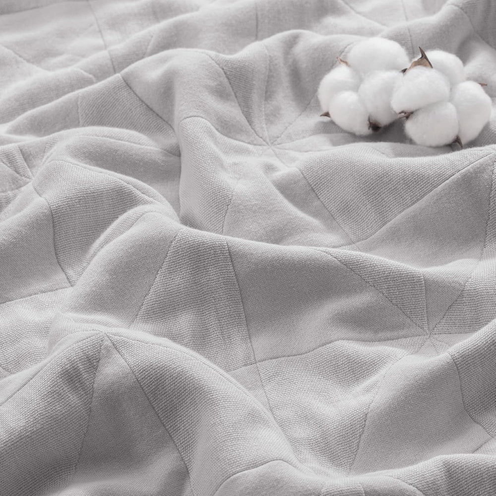 Exclusivo Mezcla 4-Layer 100% Cotton Muslin Queen Size Blanket, Light Grey