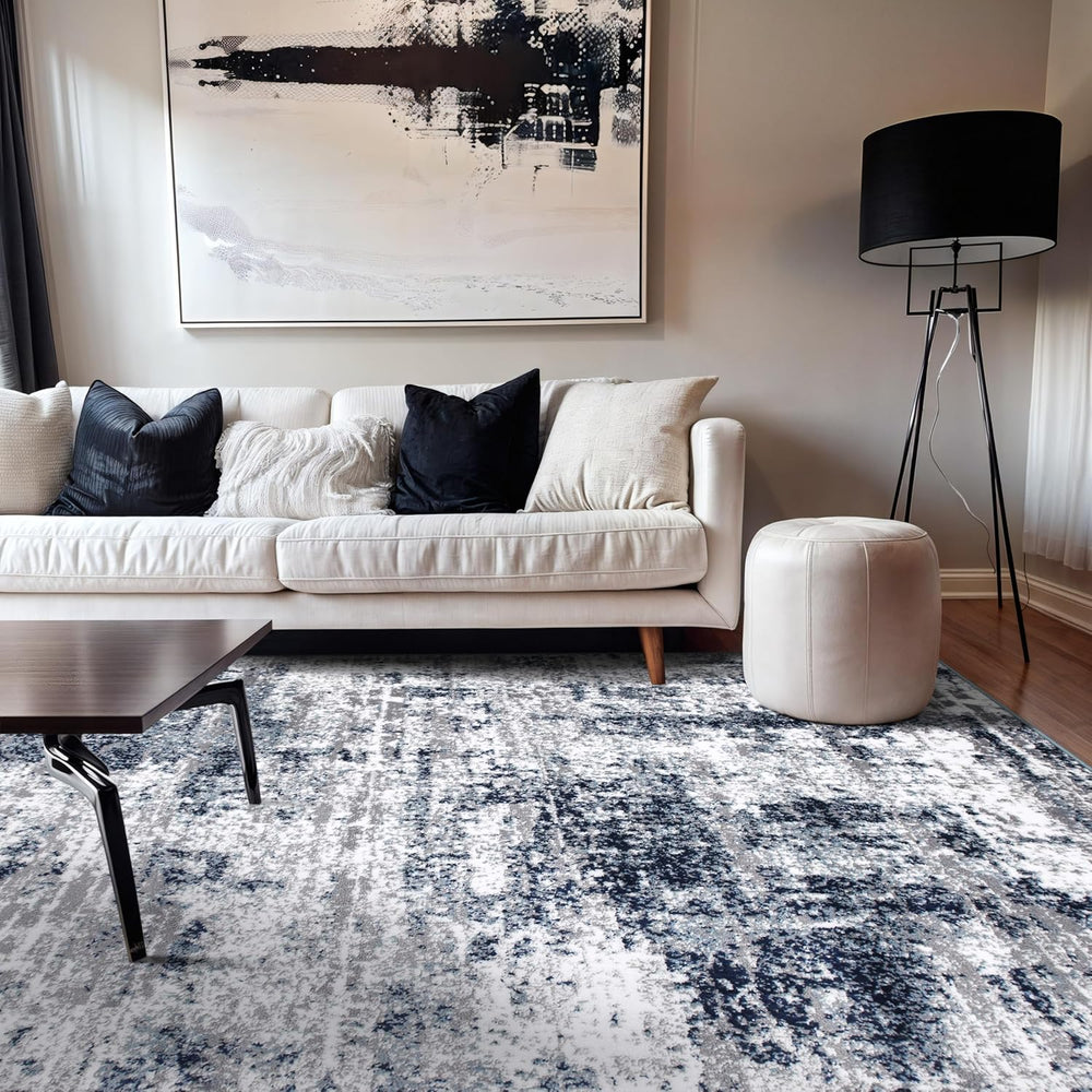 Rugshop Distressed Modern Bohemian Abstract Area Rug Blue 7'10" x 10...