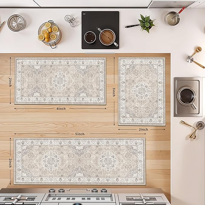 4 Pieces Kitchen Rug Set: Washable Water Resisitant Carpet - Image 4