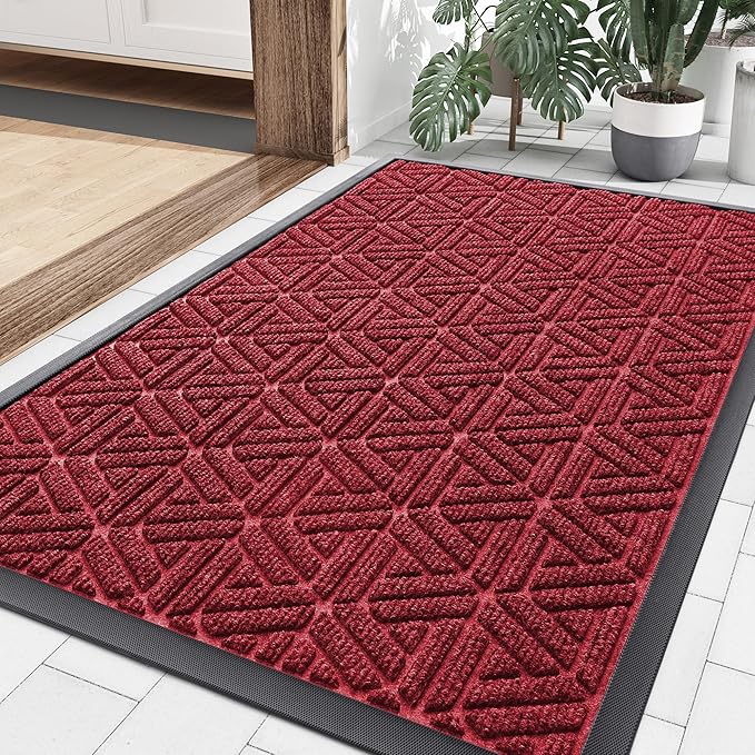 Smiry Front Door Mat Outside Entrance, Heavy Duty Sturdy Natural Rubber Doormat by Smiry